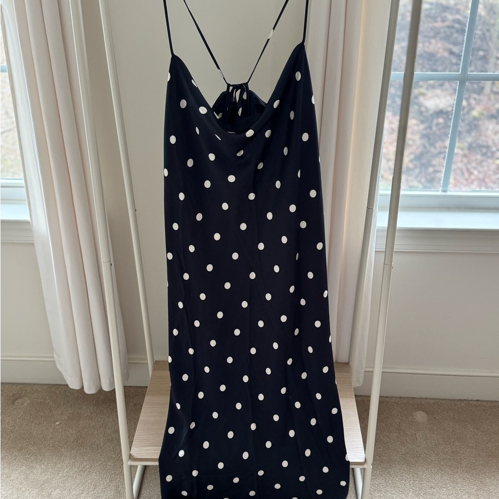 Old Navy Black Maxi Slip Dress with White Polka Dots